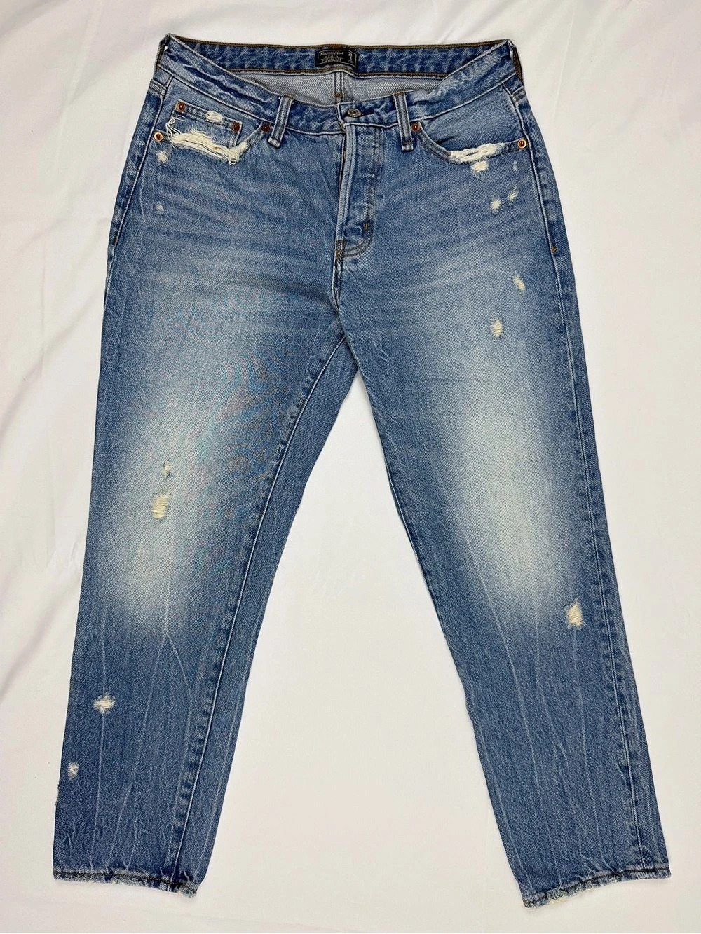 Abercrombie Ames Jeans 28 Low Rise Slim Boyfriend Distressed 100% Cotton Y2K